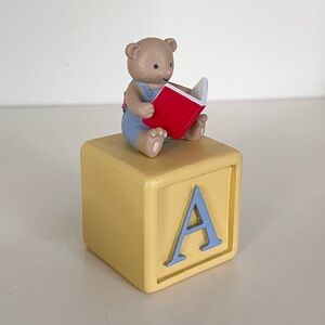 Bear Reading on Yellow Block Toy